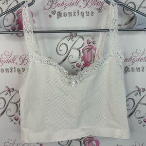 Urban Outfitters out from under cropped tank top crop White Lace Trim Cami
